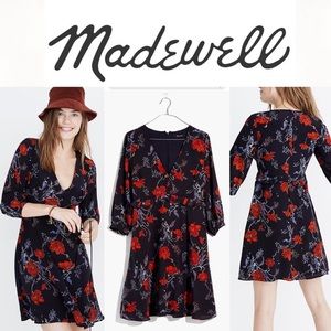 Madewell silk ruffle-waist dress